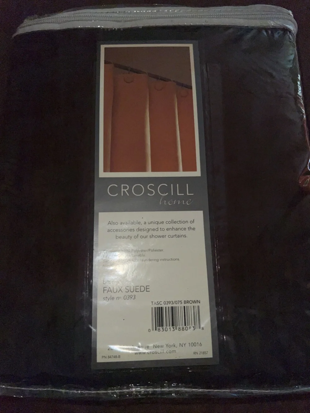 Croscill Home Brown Faux Suede Shower Curtain